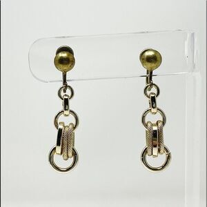 Vintage Costume Jewelry Screw Back Gold Toned Chain Link Dangle Earrings